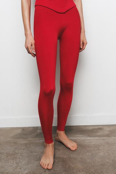POLYAMIDE LEGGINGS - Red by Zara