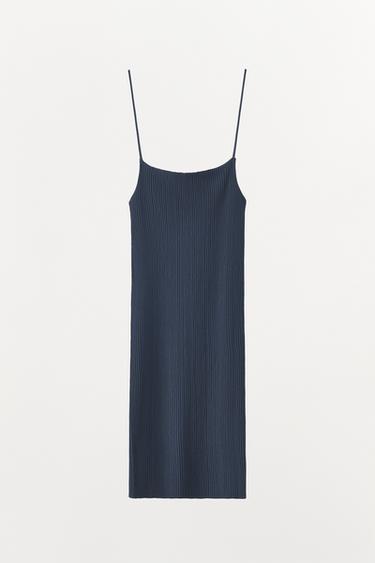 SEQUINNED RIB KNIT DRESS - Midnight blue by Zara - Image 5