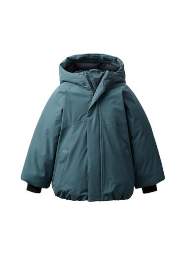 Zara HOODED WATER REPELLENT PUFFER COAT - Petrol blue - Image 0