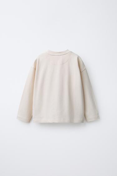 HEAVYWEIGHT EMBROIDERED T-SHIRT - Ecru by Zara - Image 1
