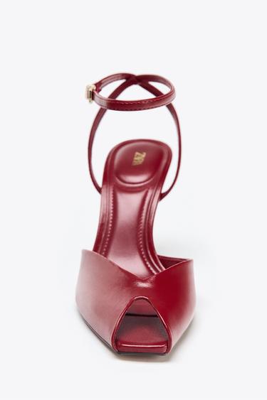 STILETTO HEEL ANKLE STRAP SANDALS - Red by Zara - Image 6
