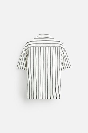 STRIPED TEXTURED SHIRT - White by Zara - Image 6