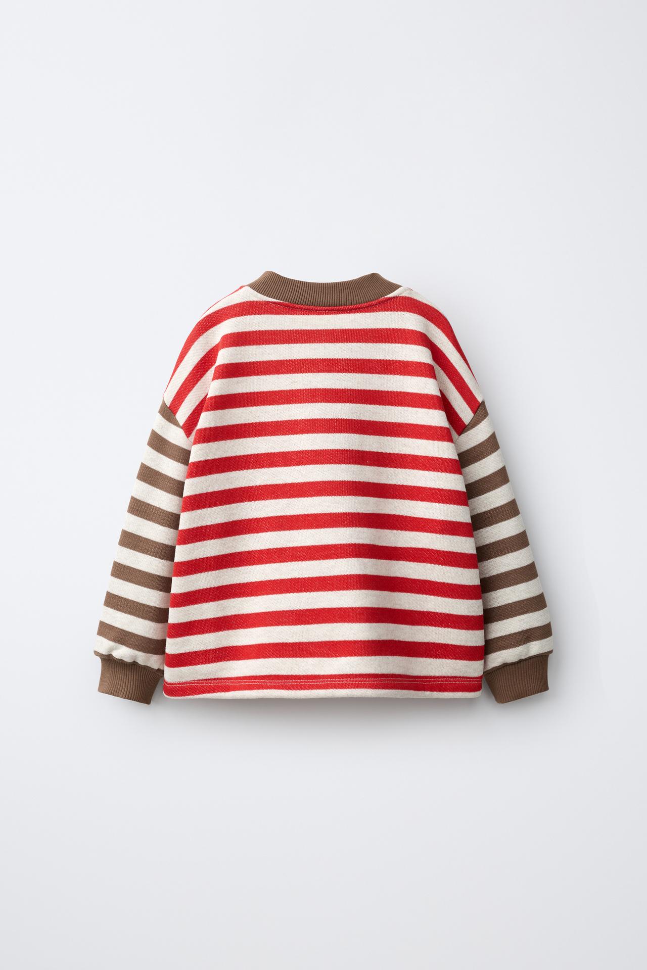 CONTRAST STRIPE SWEATSHIRT — Red