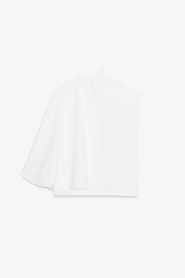 ASYMMETRIC CREPE CAPE TOP - Oyster-white by Zara - Image 6