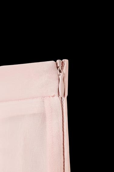 SEMI-SHEER TOPSTITCHED MIDI SKIRT - Pastel pink by Zara