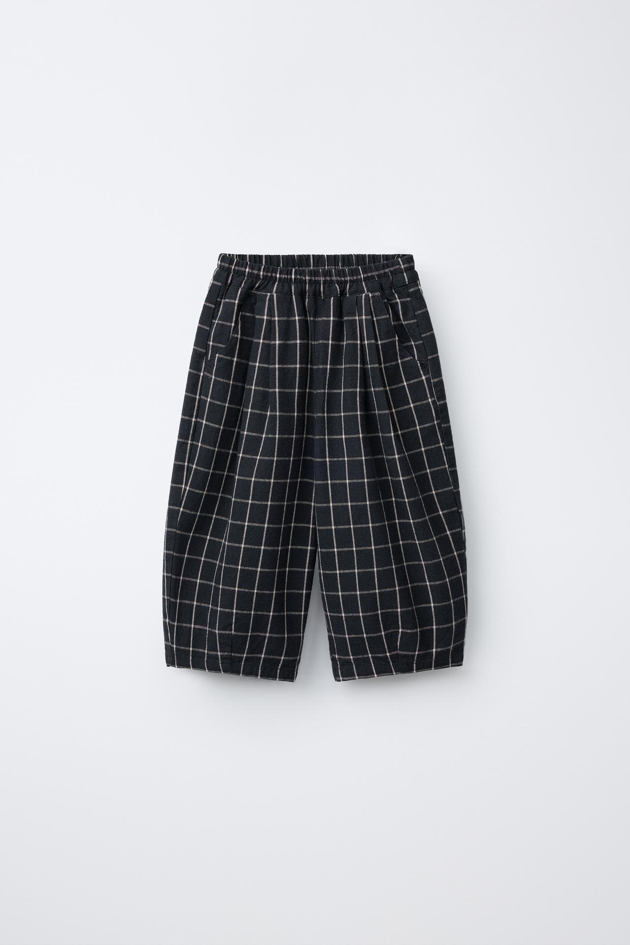 COMFY PLAID BALLOON PANTS — Anthracite grey