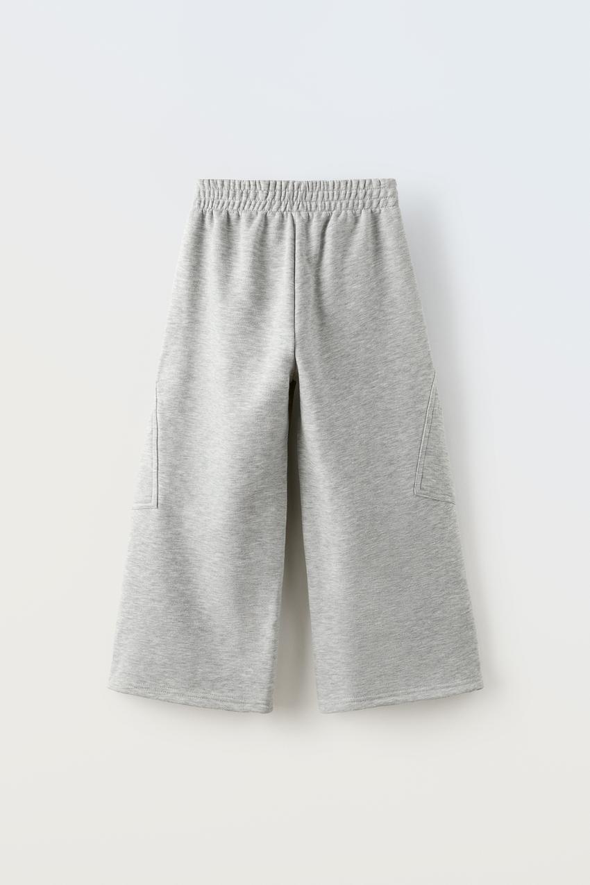 Shape Grey Marl Zip Front Detail Wide Leg Sweatpants