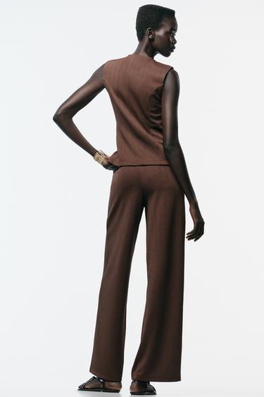 WIDE TWILL TROUSERS - Brown by Zara - Image 3