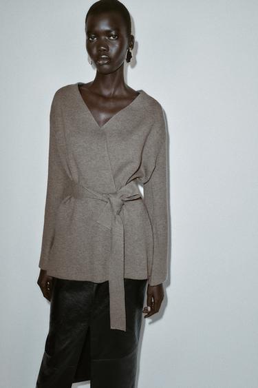 BELTED KNIT CARDIGAN - Mink by Zara - Image 5