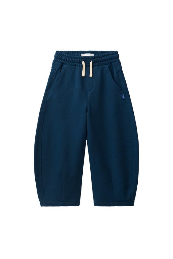 PANTALON EN MOLLETON COUPE BARREL - Bleu clair de Zara - Image 0