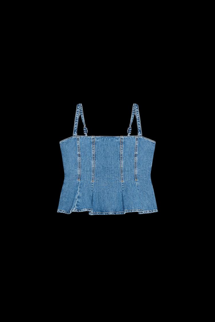 TOP Z1975 EN JEAN À BRETELLES