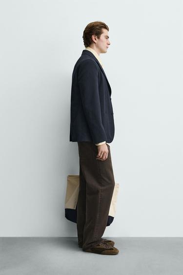 POCKET WOOL BLEND BLAZER - Navy blue by Zara - Image 3