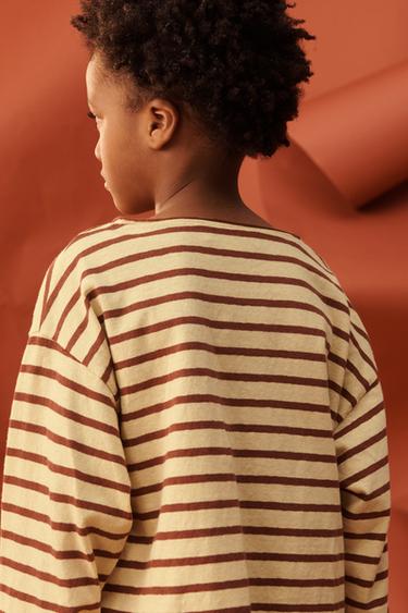 T-SHIRT À RAYURES FLEUR BRODÉE ÉDITION LIMITÉE - Jaune de Zara - Image 3