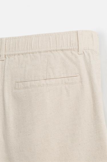 BERMUDA COTON - LIN - Beige clair de Zara - Image 8