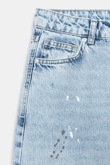 Z1975 LOOSE mid-waist PAINT-EFFECT JEANS - Light blue by Zara - Image 8