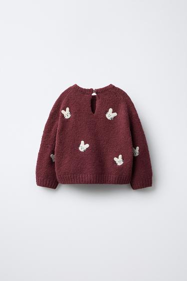 PULL EN MAILLE AVEC LAPINS BRODÉS - Framboise de Zara - Image 1