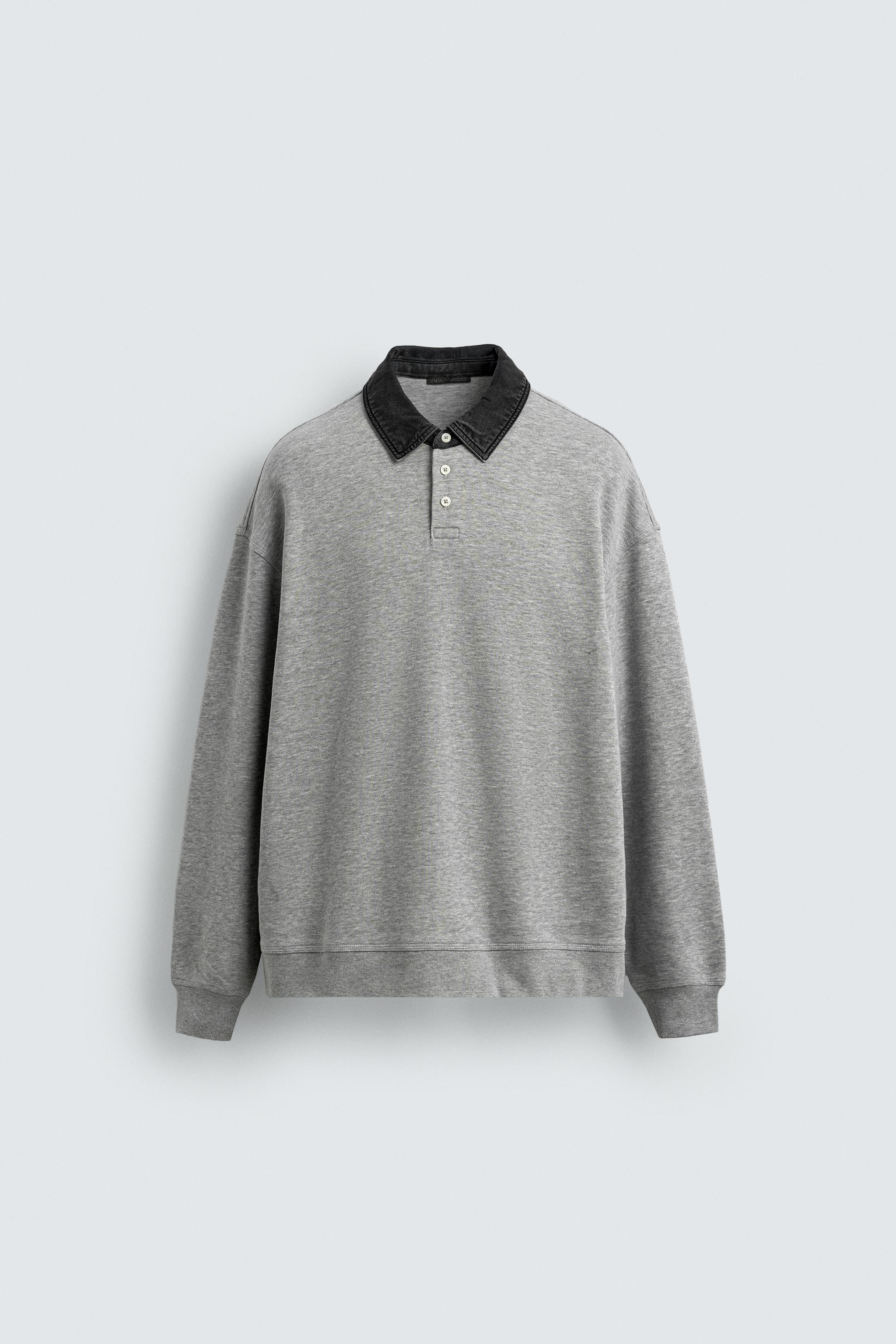 POLO COLLAR SWEATSHIRT - Grey | ZARA New Zealand