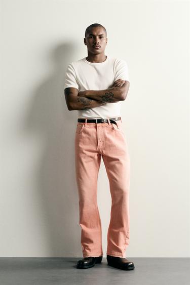 Zara FLARE FIT JEANS - Pink