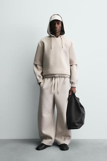 NEOPRENE-EFFECT BALLOON FIT TROUSERS - Stone by Zara - Image 0