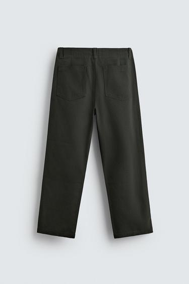 TEXTURED CANVAS TROUSERS - Dark khaki by Zara - Image 7