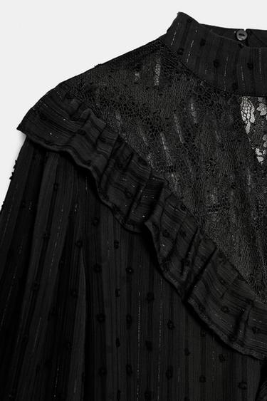 CHEMISE PLUMETIS DENTELLE - Noir de Zara - Image 5