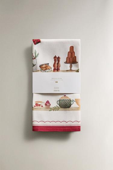 LOT TORCHONS COTON ALIMENTS DE NOËL (LOT DE 2) - Rouge de Zara - Image 4