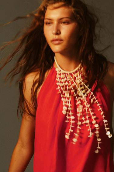 OPEN BACK HALTER DRESS - Red / Coral by Zara - Image 0