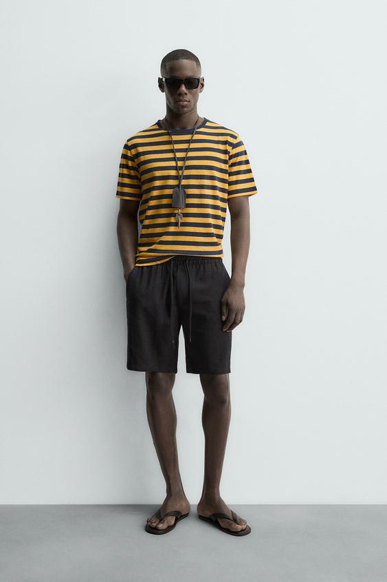 STRIPED LINEN COTTON BLEND T-SHIRT from Zara - $45.90
