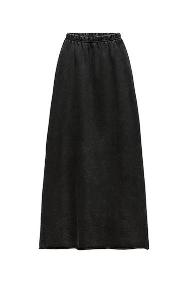 FADED-EFFECT PLUSH LONG SKIRT