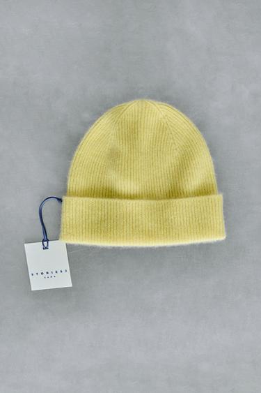 100% CASHMERE BEANIE - Yellow by Zara