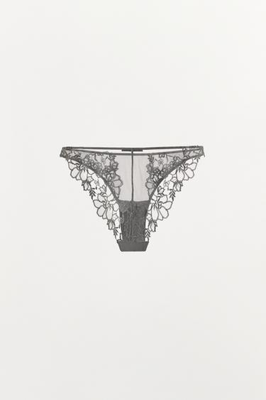 EMBROIDERED BRIEFS - Grey by Zara - Image 4
