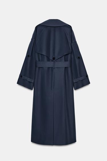 ZW COLLECTION OVERSIZE TRENCH COAT WITH BELT - Blue by Zara - Image 7