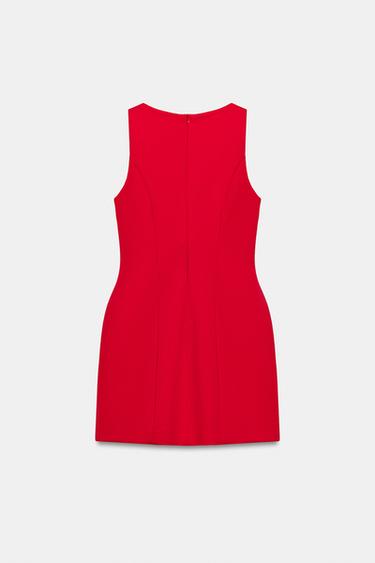 ROBE COURTE À NŒUD - Rouge de Zara - Image 7