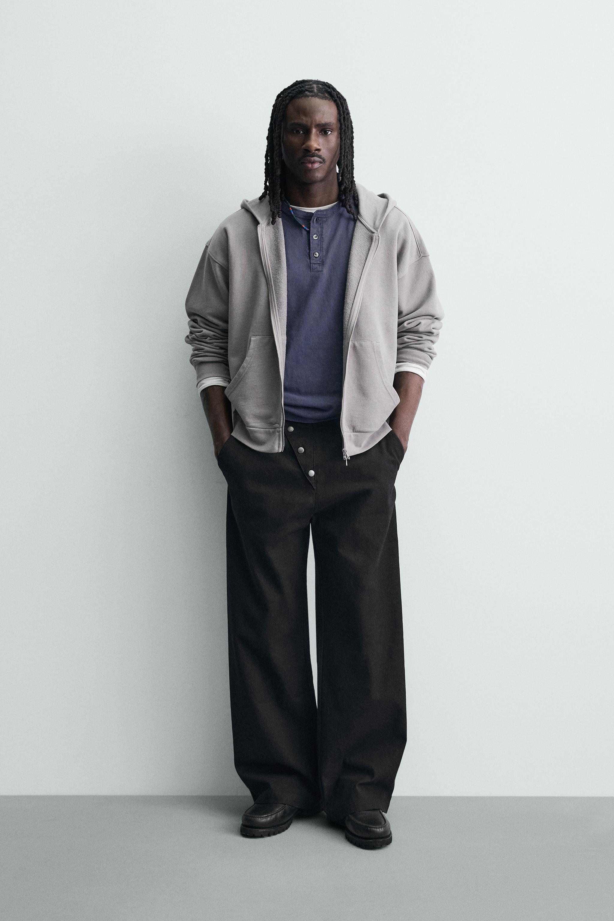 WIDE FIT PANTS WITH FIREMAN CLASP - Black | ZARA United States