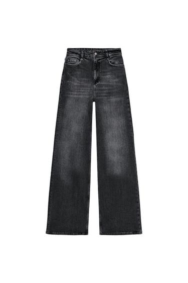JEANS ZW COLLECTION WIDE LEG TIRO ALTO - Gris de Zara