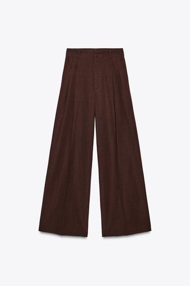 PLEATED TROUSERS - Dark brown by Zara - Image 4