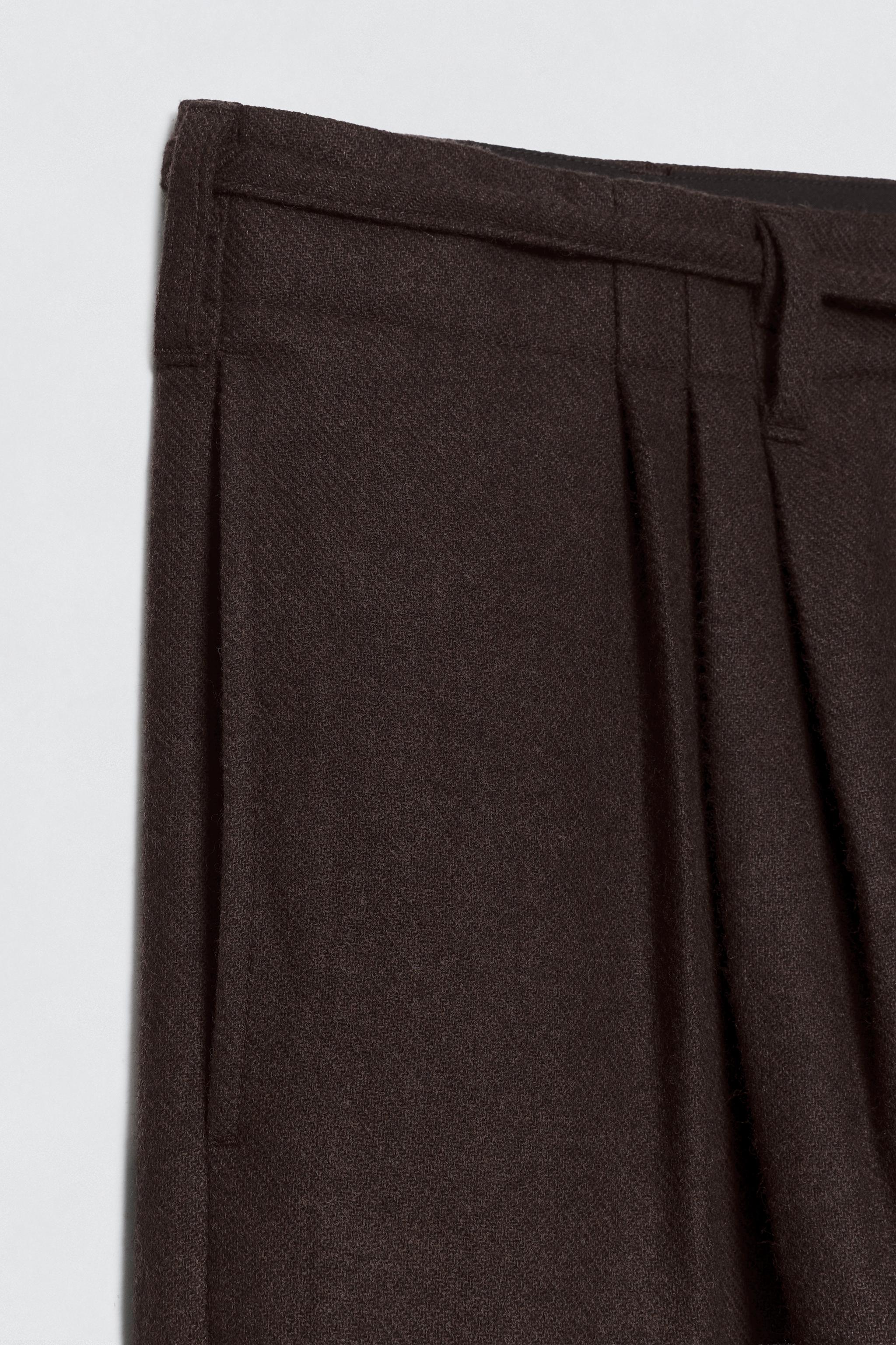 SOSHIOTSUKI ×ZARA プリーツフランネルスーツパンツ size44 プリーツフランネルスーツパンツ SOSHIOTSUKI X ZARA - ブラウン