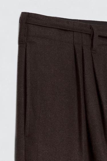 PANTALON PLIS COSTUME FLANELLE SOSHIOTSUKI X ZARA - Marron de Zara - Image 5