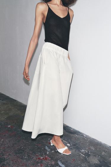 SANDALES EN CUIR À TALONS BAS - Blanc écru de Zara - Image 1