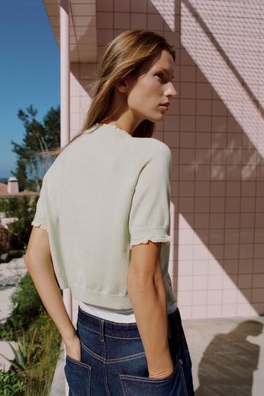 LACE BOW CARDIGAN - Pastel green by Zara - Image 5