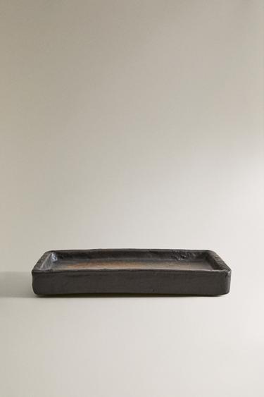RECTANGULAR CERAMIC TRAY - Black / Brown by Zara