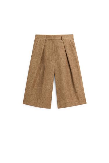 Zara Melange linen suit Bermuda shorts - taupe brown