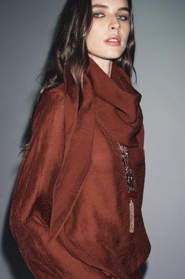BLOUSE FLUIDE FOULARD MULTIPOSITION ZW COLLECTION - Tuile de Zara - Image 2