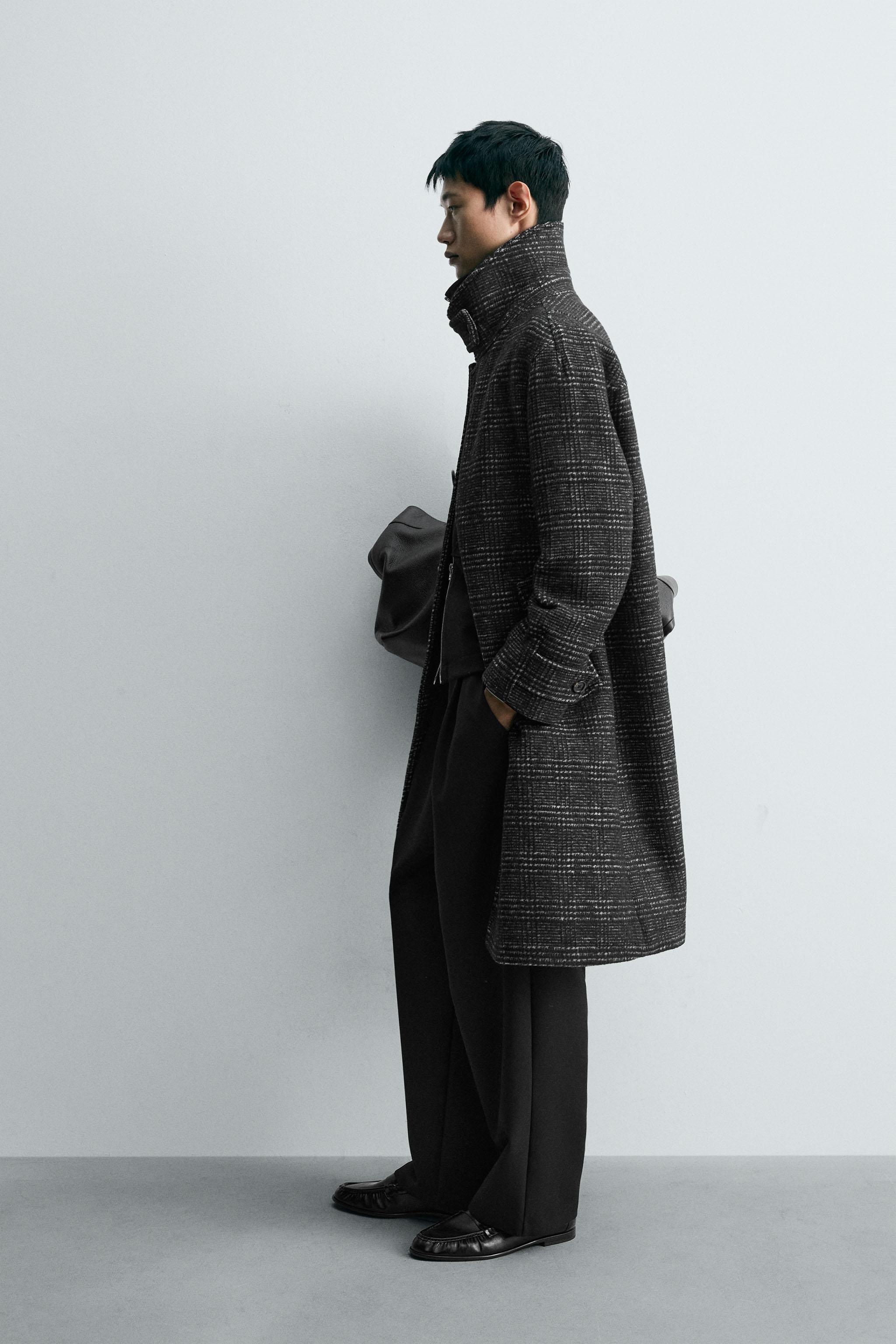 リラックスフィットチェック柄コート - グレーマール | ZARA Japan / 日本