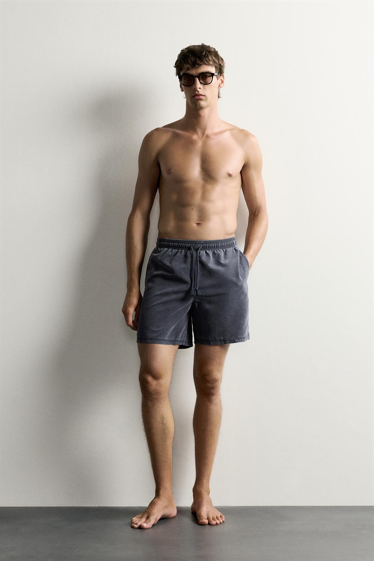 SOFT LONGLINE SWIMSUIT — Navy blue