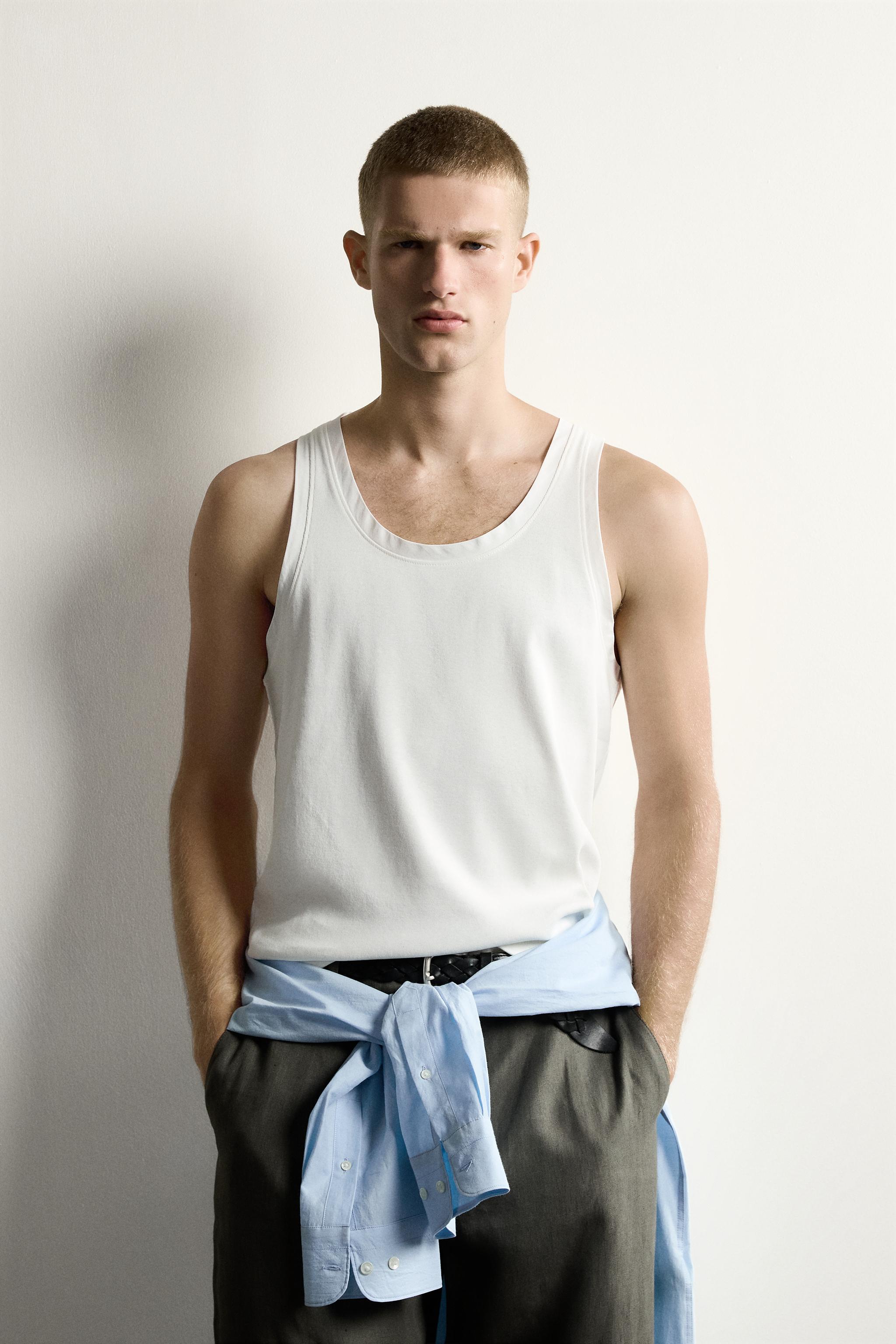 RIB TANK TOP WITH MATCHING TRIM — White