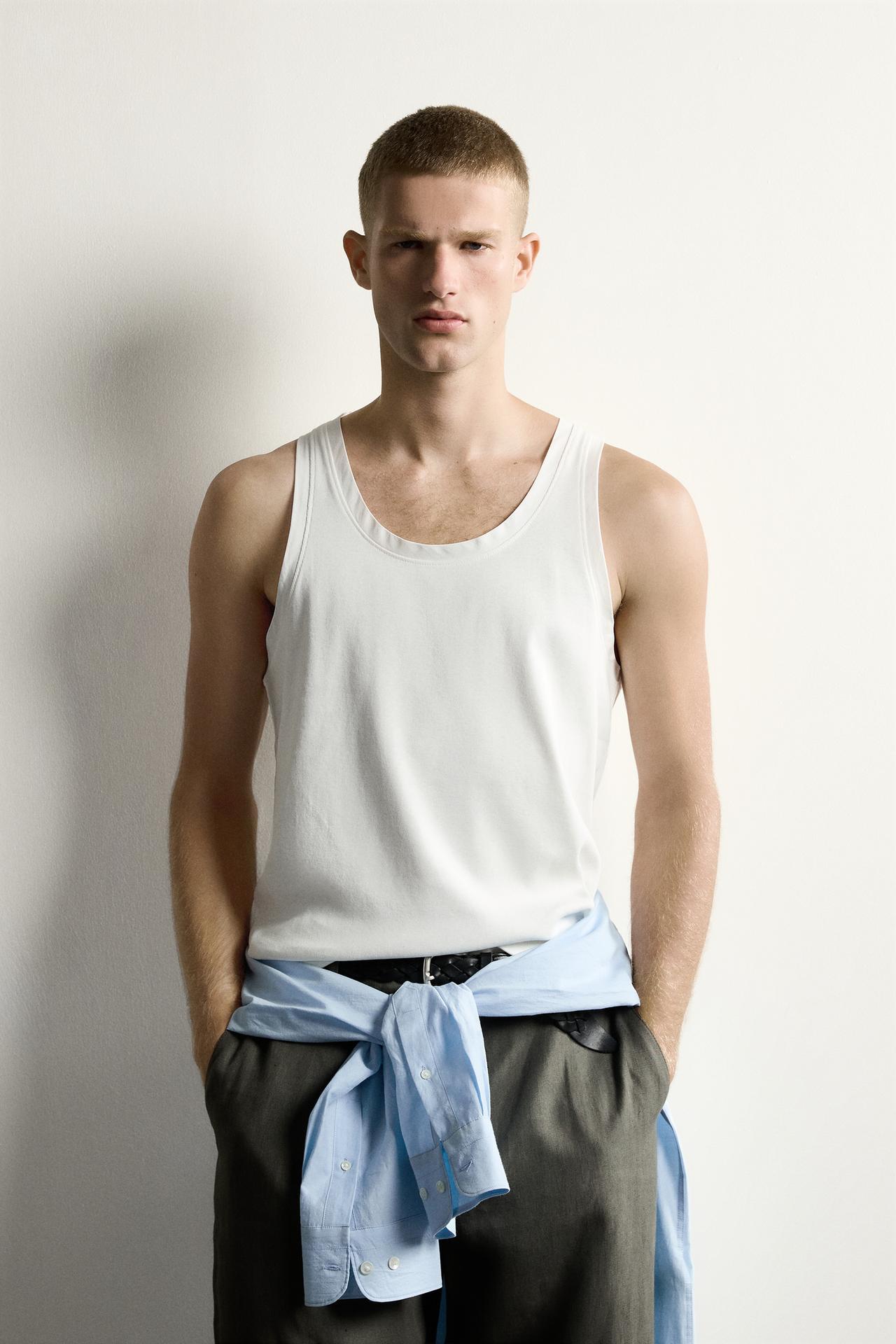 RIB TANK TOP WITH MATCHING TRIM — White