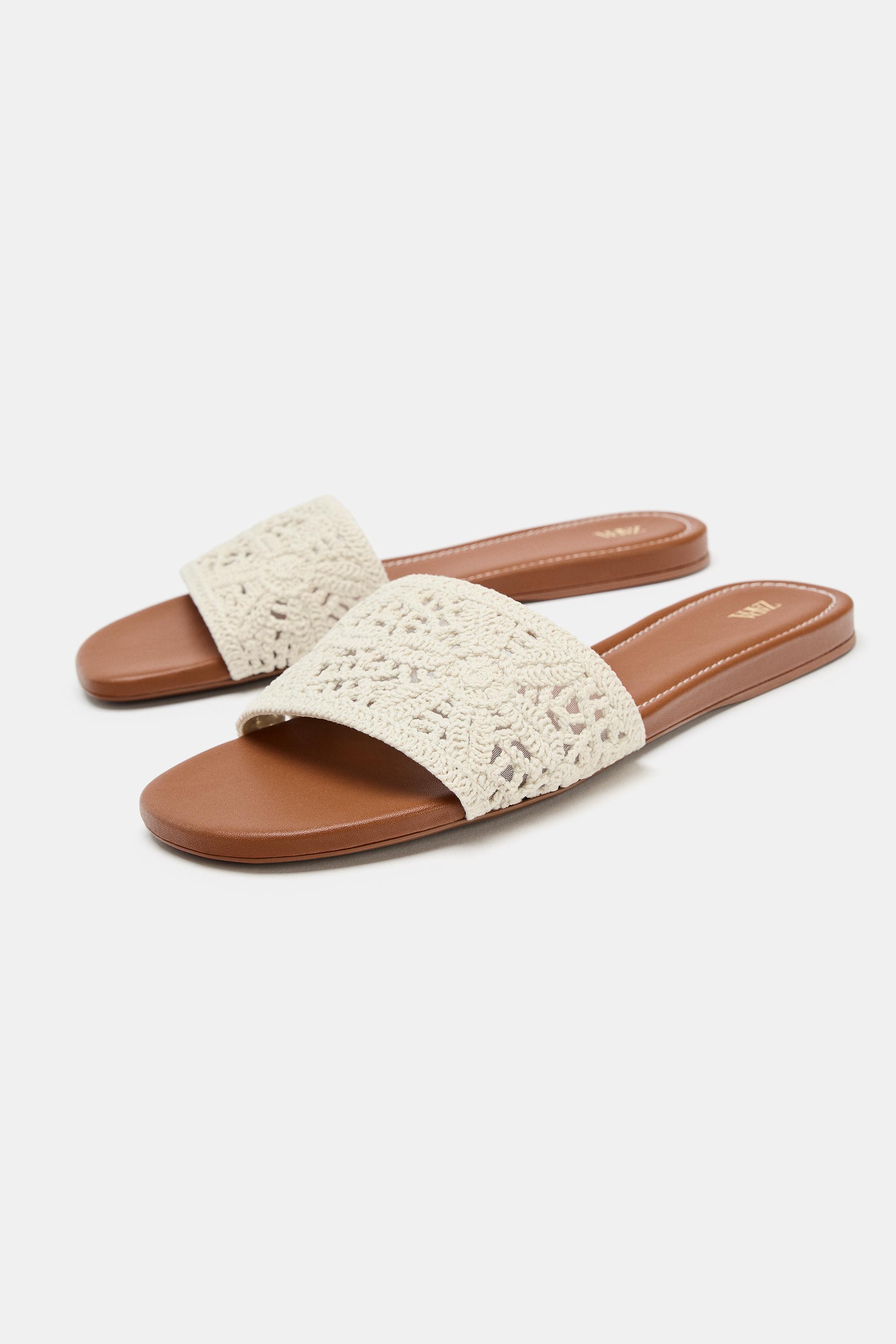 Женские сандалии Zara CROCHET FLAT SANDALS — фото 4