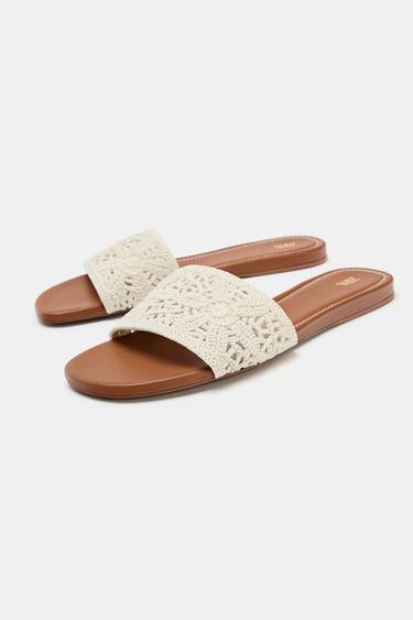 SANDALES PLATES EN CROCHET - Beige clair de Zara - Image 3