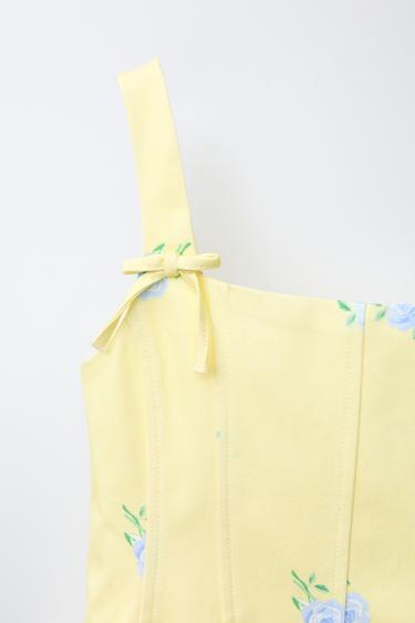 ROBE À FLEURS ET BAS BALLON - Jaune clair de Zara - Image 2